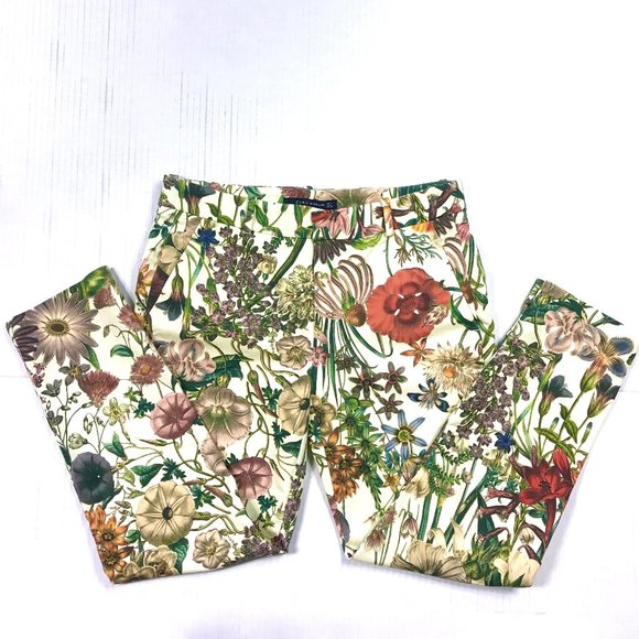Zara Basics Floral Print Skinny Cropped jeans - Picture 6 of 10